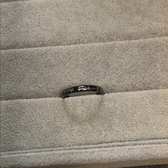 “Keep F'ing Going” Women's Ring Size 6 Black w/Gold Wording Mental Health NWOT - Picture 2 of 6